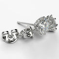 Silver Six Prong Round Clear Crystal Stud Earrings view 3
