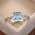 Square Solitaire Pave Ring In Five Blue, Green, And Iridescent Colors view 4