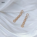 Geometric Pavé Circle Square Link Long Drop Earrings view 3