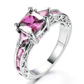 Square Colored Center Ring Triangle Sides Openwork Band view 7