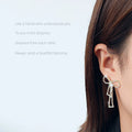 Gold Rhinestone Pave Long Bow Drop Earrings Pair Set view 3