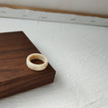 Chunky Round Band Rings In Cream White And Amber Brown view 6