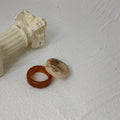 Chunky Round Band Rings In Cream White And Amber Brown view 4