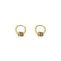 Gold Ring Charm Huggie Earrings with Sculpted Polished Metal Details view 5