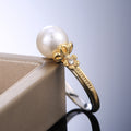 White Pearl and Clear Stone Open Ring Jewelry Accessory view 5