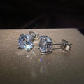 Silver Round Clear CZ Stud Earrings Pave Gallery Metal view 3