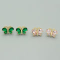 Gold Tone Small Faceted Butterfly Crystal Stud Earrings in Two Colors view 2
