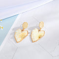 Gold Tone Preserved Daisy Heart Drop Earrings with Pearl Accents view 3