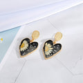 Gold Tone Preserved Daisy Heart Drop Earrings with Pearl Accents view 4