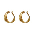 Twisted Ridged Hoop Earrings with Sculpted Polished Metal Details view 5