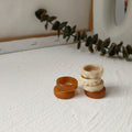 Chunky Round Band Rings In Cream White And Amber Brown view 3