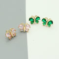 Gold Tone Small Faceted Butterfly Crystal Stud Earrings in Two Colors view 1