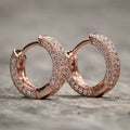 Wide Pavé Huggie Hoop Earrings in Three Metal Tones view 2
