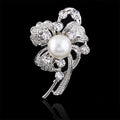 Black Silver Tone Flower Pearl Look Nine Designs Metal Brooch Pin view 2