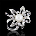 Black Silver Tone Flower Pearl Look Nine Designs Metal Brooch Pin view 1