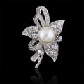 Black Silver Tone Flower Pearl Look Nine Designs Metal Brooch Pin view 7