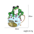Frog On Lily Pad Brooch With Decorative Crystal And Enamel Details view 5