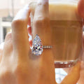 Silver Tone Pear Cut Clear CZ Solitaire Ring Sizes 6-10 view 1