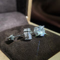 Silver Round Clear CZ Stud Earrings Pave Gallery Metal view 2