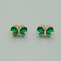 Gold Tone Small Faceted Butterfly Crystal Stud Earrings in Two Colors view 4