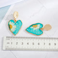 Gold Tone Preserved Daisy Heart Drop Earrings with Pearl Accents view 5