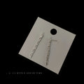 Silver Baguette CZ Vertical Bar Stud Earrings Line Drop view 4