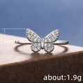 Silver Micro Pavé Clear CZ Butterfly Thin Band Ring view 5