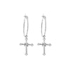 Silver Cross Hoops