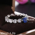 Silver Tone Blue Heart Leaf Band Ring With Polished Clear Stone Detail view 5