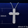 Clear Pavé Crystal Cross Pendant in Silver Tone Metal view 5