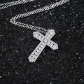 Clear Pavé Crystal Cross Pendant in Silver Tone Metal view 2