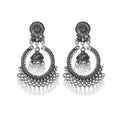 Ornate Hoop Bell and White Bead Fringe Statement Earrings view 5