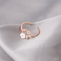 Shell Look Flower Leaf Crystal Look Adjustable Open Rings view 2