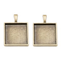 Square Cabochon Pendant Settings in Antique Silver, Antique Bronze view 6
