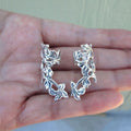 Silver Tone Hollow Leaf Vine Clip On Ear Cuff No Piercing view 2