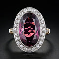 Oversized Oval Solitaire Halo Ring In Red Or Purple Gold Tone view 6
