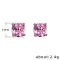 Cushion Solitaire Stud Earrings In Five Stone Colors view 5