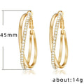 Crystal Double Loop Statement Hoop Earrings With Clear Stone Accents view 4