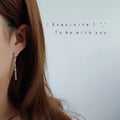 Silver Baguette CZ Vertical Bar Stud Earrings Line Drop view 3