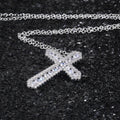 Clear Pavé Crystal Cross Pendant in Silver Tone Metal view 1