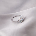 Shell Look Flower Leaf Crystal Look Adjustable Open Rings view 4