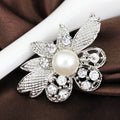 Black Silver Tone Flower Crystal Metal Brooch Pin 1 Pictured Designs view 2