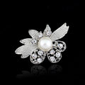 Black Silver Tone Flower Crystal Metal Brooch Pin 1 Pictured Designs view 1