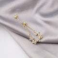 Silver Adjustable Flower Star CZ Pull Chain Band Ring view 4
