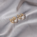 Gold LOVE Word Clear Look Crescent Hoop Stud Earrings view 2