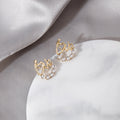 Gold LOVE Word Clear Look Crescent Hoop Stud Earrings view 3