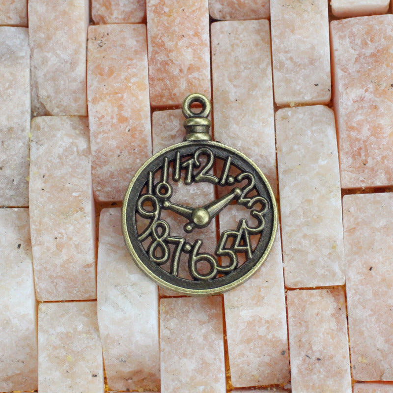 33x25mm Vintage Hollow Clock Alloy Charm Pendant