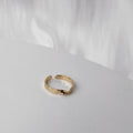 Gold-Tone Open Wave White Enamel And Chain Band Rings view 6