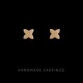Gold-Tone Mini Crown Four-Leaf Flower And Fox Studs view 4