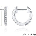 Gold White Rose Gold Clear CZ Pave Huggie Hoop Earrings view 4